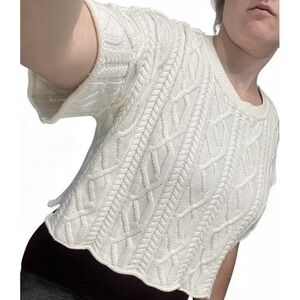 Altar'd State Women White Cable Knit Top Size M Cotton Blend